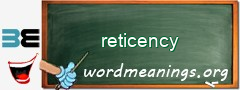 WordMeaning blackboard for reticency